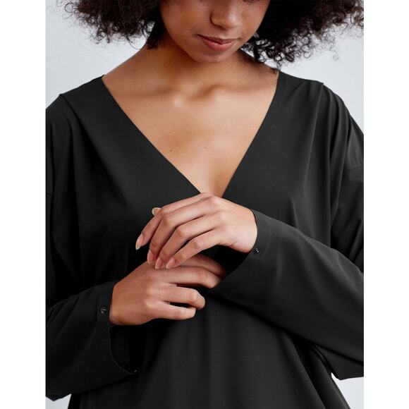 Aday That's A Wrap Top V-neck Long Sleeves in Blue Sz S - Picture 4 of 9